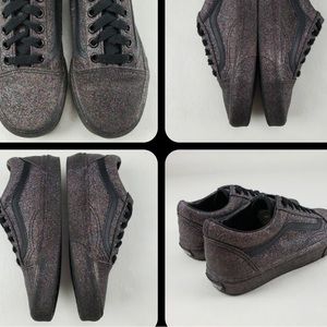 COPY - VANS CUSTOM Old Skool Rainbow Glitter Skate Shoes Black Low Top